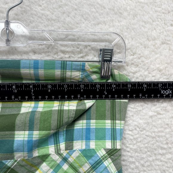 Y2K 2000s Vintage Gap Shift Dress 8 M Medium Green Blue Plaid Strapless Summer - Picture 7 of 12